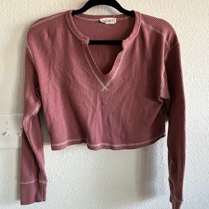 Pink long sleeve crop top